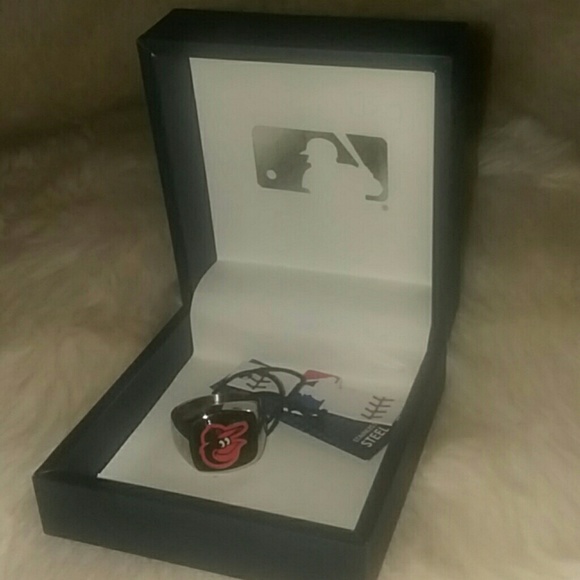 NWT Mens MLB Stainless Steel Orioles Ring Size 12 - Picture 1 of 8